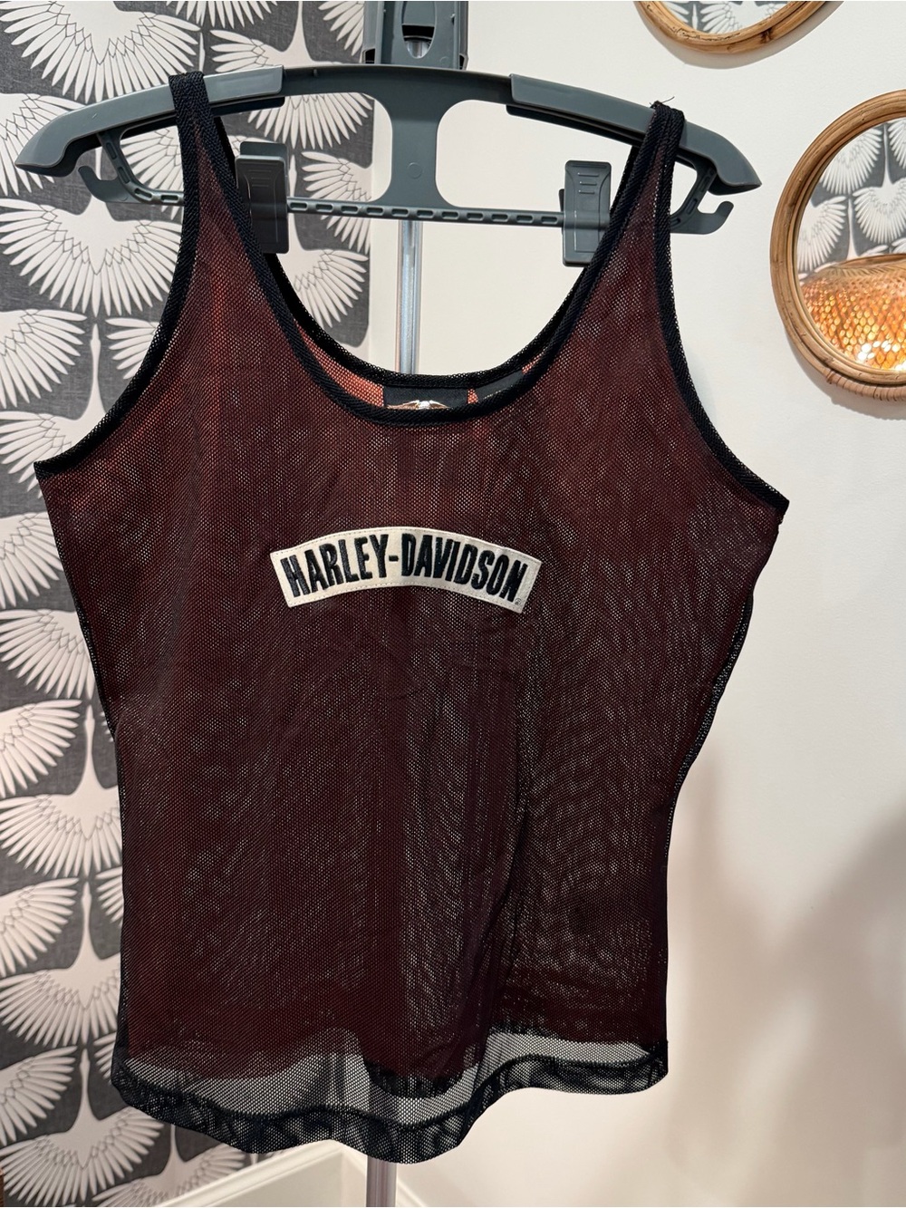 Harley-Davidson Black Mesh Tank with White Logo Patch
